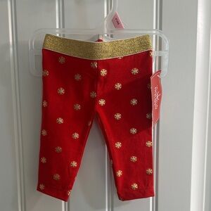 Holiday Time Festive Red Leggings with Gold Accents